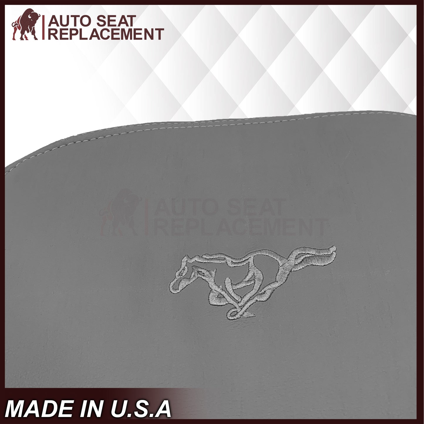 1999-2004 Ford Mustang GT V8 Replacement Cowhide Leather OR Synthetic Leather Seat Cover: Gray, Perforated