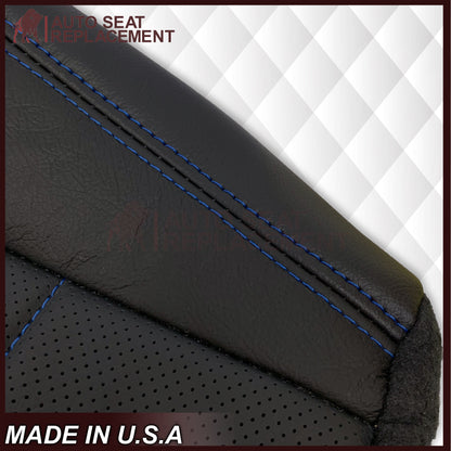 1999-2004 Ford Mustang GT Convertible Custom Blue Stitching Front & Second Row Seat Covers in Dark Charcoal Black: Choose From Variation