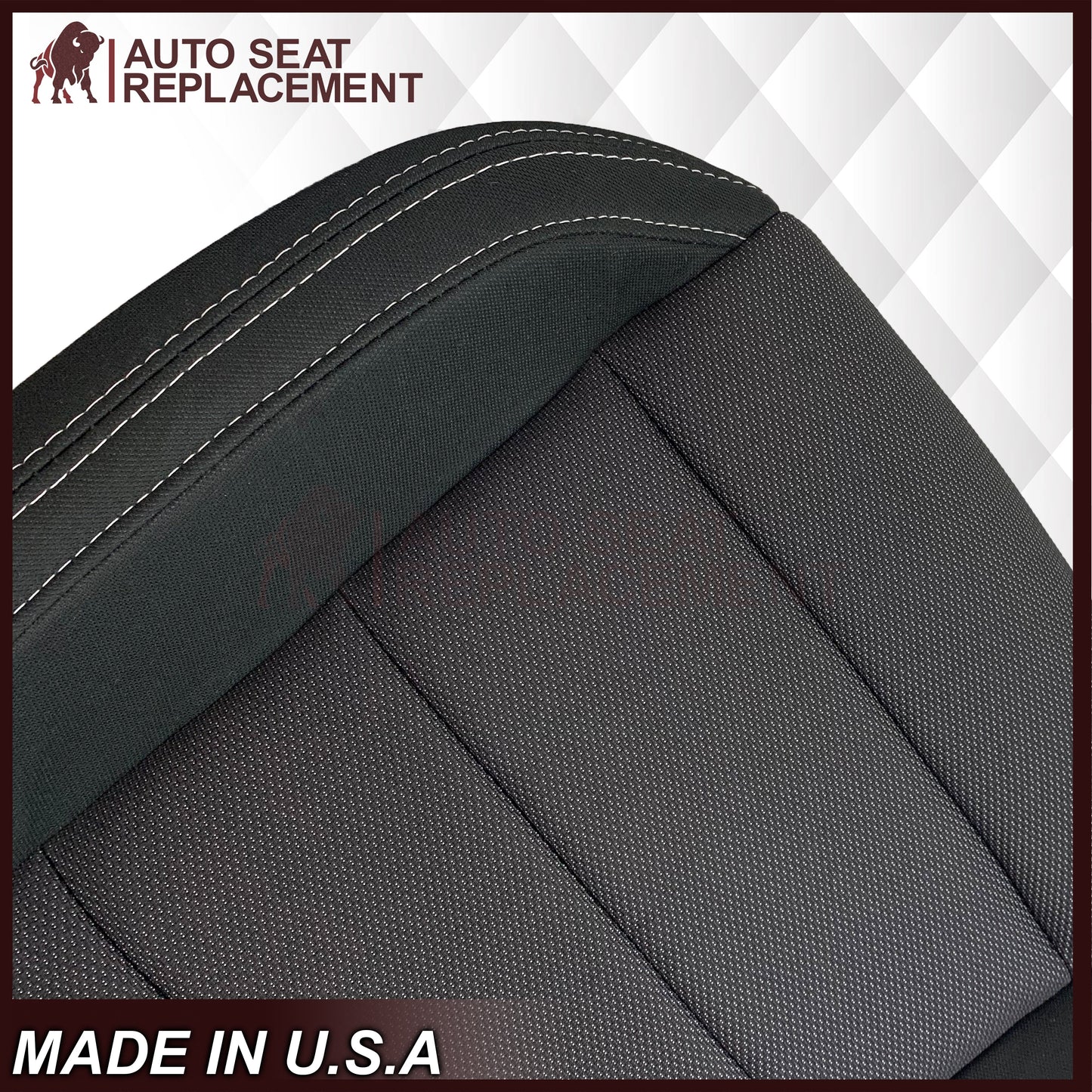 2015-2023 Ford Mustang GT Coupe V6 V8 Cloth (Fabric) Replacement Bottom Seat Covers In Black: Choose Your Side