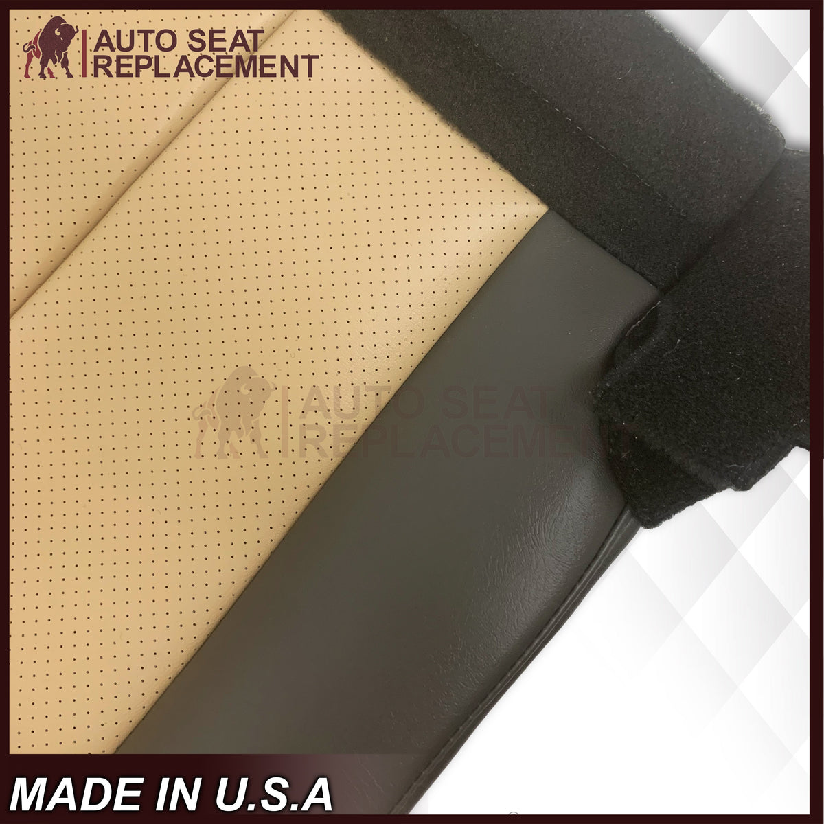 2007 2008 Ford Expedition Eddie Bauer Driver Or Passenger Side Replacement Perforated LEATHER Seat Cover In 2 Tone Tan (Tan- Dark Gray)