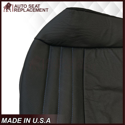 1999-2004 Ford Mustang GT Convertible Custom Blue Stitching Front & Second Row Seat Covers in Dark Charcoal Black: Choose From Variation