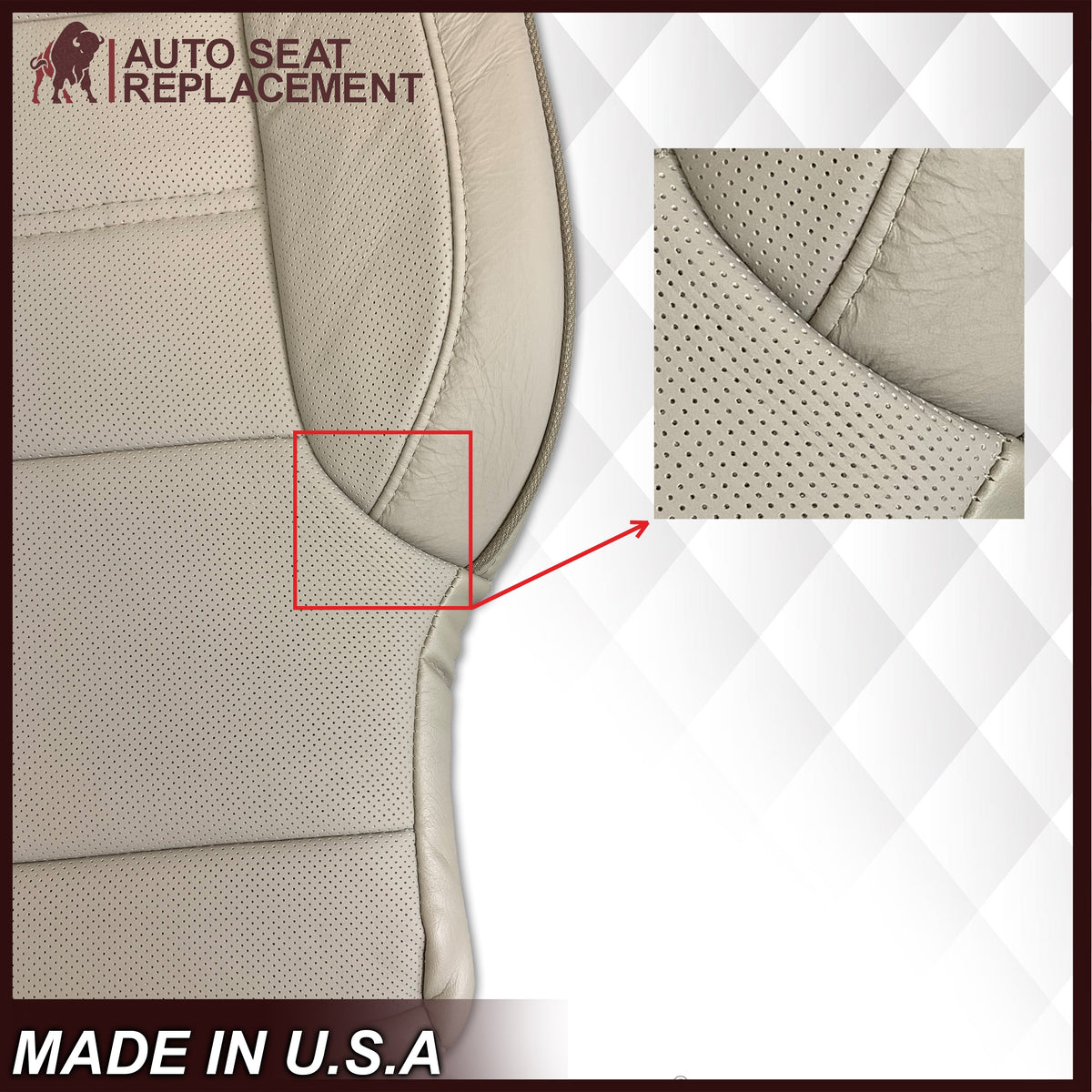 2014 2015 2016 2017 2018 2019 GMC Yukon Denali Perforated Leather Seat Cover Replacement In Shale Tan: Choose from variant