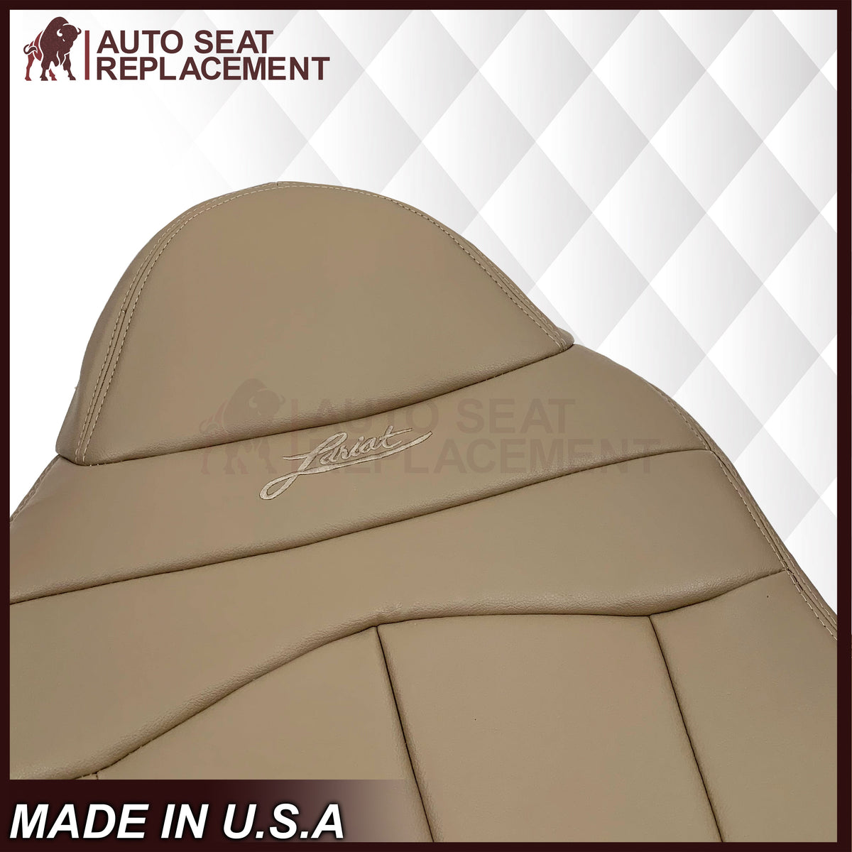 1999-2003 Ford F150 Lariat Replacement Seat Cover in Tan: Choose Leather or Vinyl