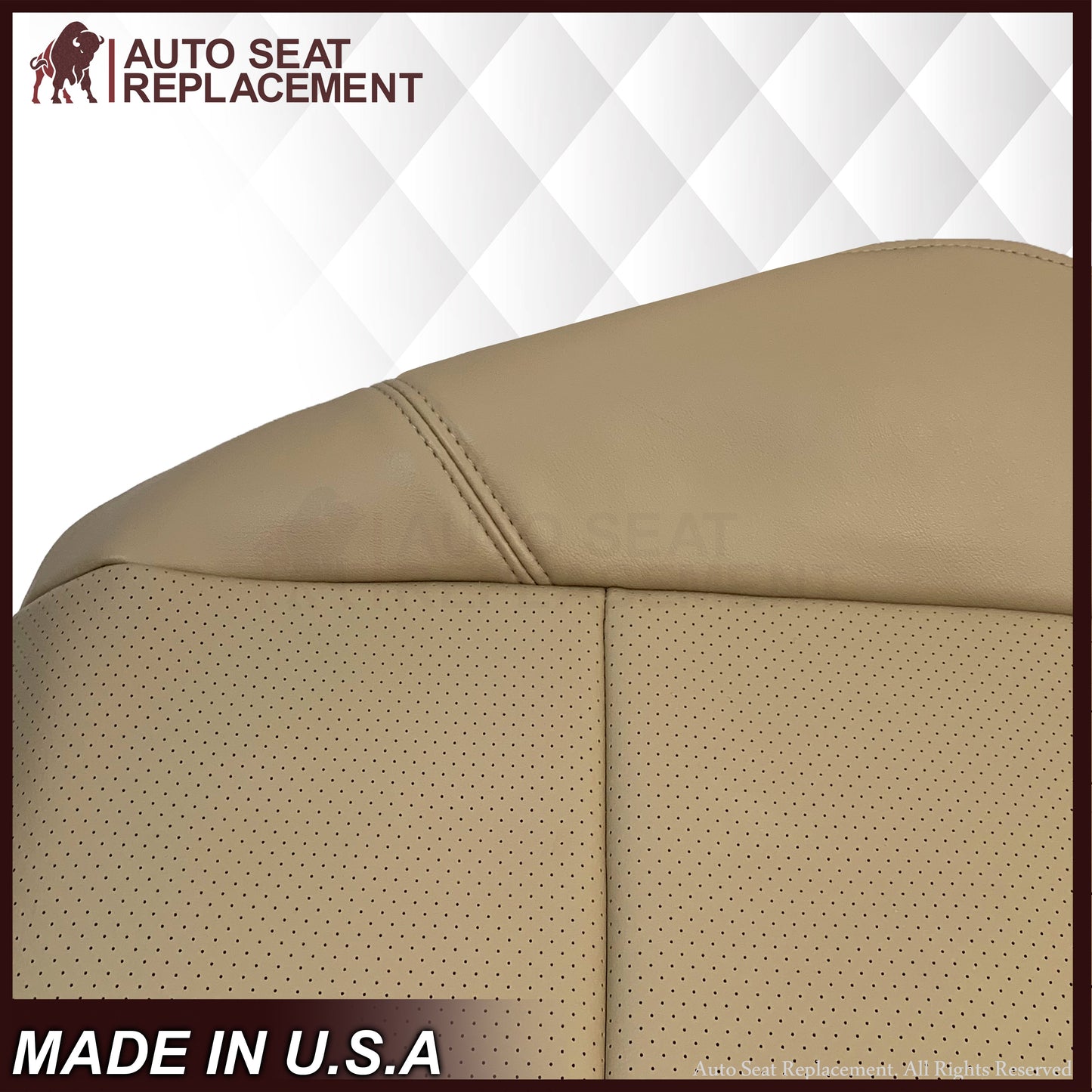 2009-2014 GMC Sierra & Yukon Denali Perforated Seat Cover in Light Cashmere Tan: Choose From Variation