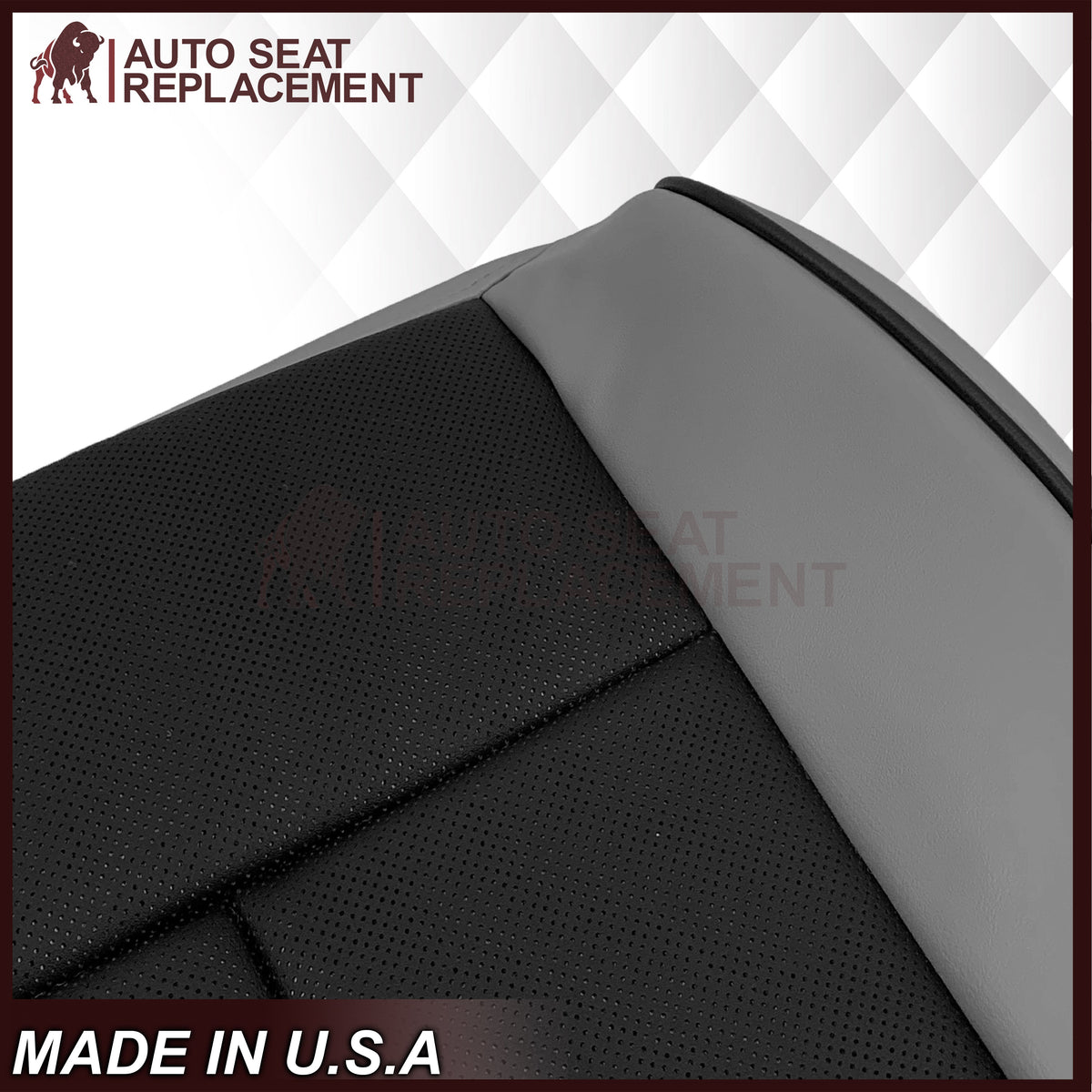 2007 - 2014 Lincoln Navigator Bottom Seat Cover in 2 Tone Gray & Black Leather or Vinyl