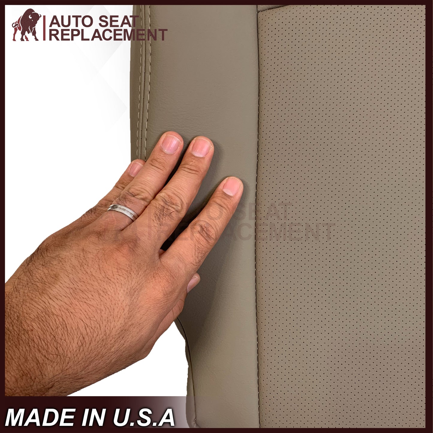 2009 - 2012 Dodge Ram 1500 2500 3500 Laramie Replacement Seat Cover in Light Pebble “Tan" With Perforated Inserts: Choose From Variants