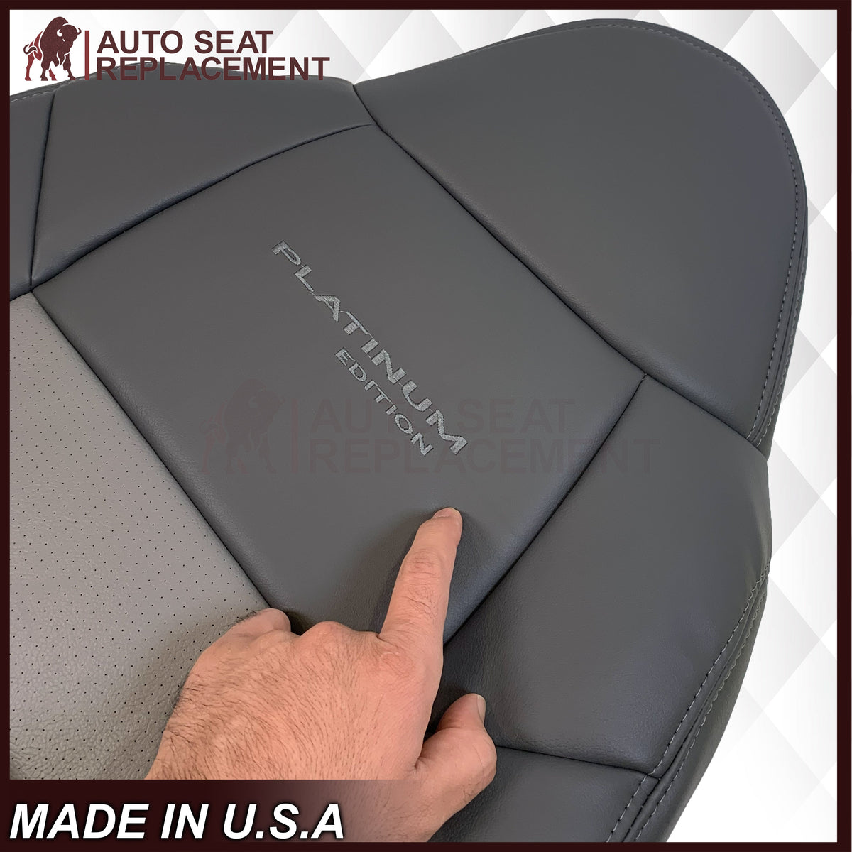 2001 Ford F250 Platinum Edition New Vinyl Replacement Seat Cover in 2-Tone Gray