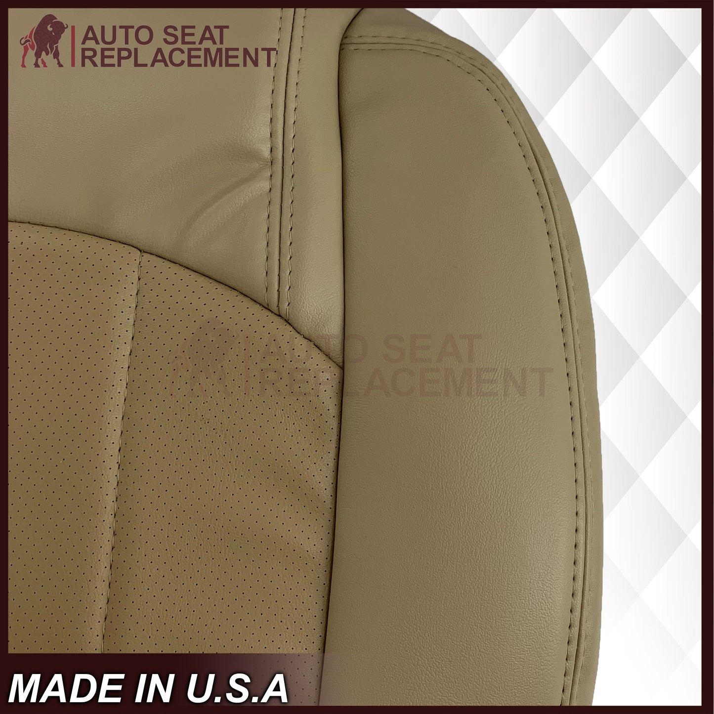 2008 - 2012 Buick Enclave Driver or Passenger Bottom Perforated Seat Cover In Light Cashmere Tan: Choose Leather or Vinyl