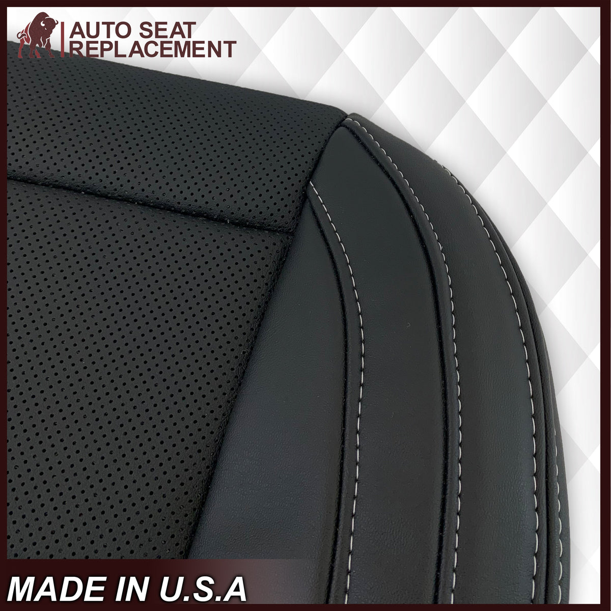 2015-2023 Ford Mustang GT Coupe V6 V8 Perforated Vinyl Replacement Bottom Seat Covers In Black: Choose Your Side