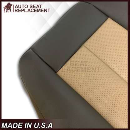 2007 2008 Ford Expedition Eddie Bauer Driver Or Passenger Side Replacement Perforated LEATHER Seat Cover In 2 Tone Tan (Tan- Dark Gray)