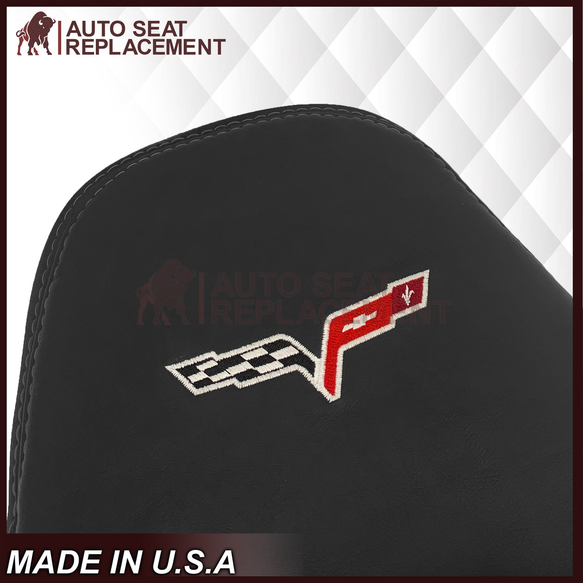 2005 - 2013 Chevy Corvette Replacement Black Perforated Seat Covers