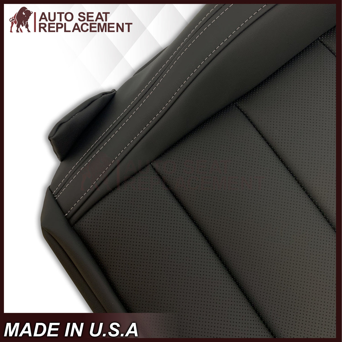 2015-2023 Ford Mustang GT Coupe V6 V8 Perforated Vinyl Replacement Bottom Seat Covers In Black: Choose Your Side