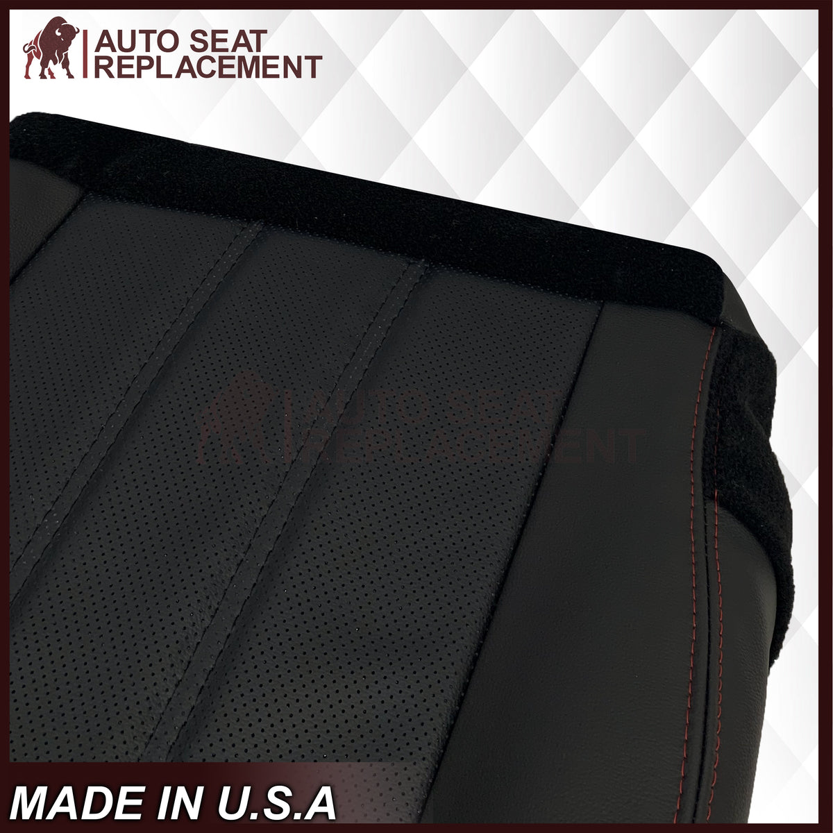 2008 - 2020 For Dodge Grand Caravan Front Pattern #2 Replacement Seat Cover W/ Red Stitching