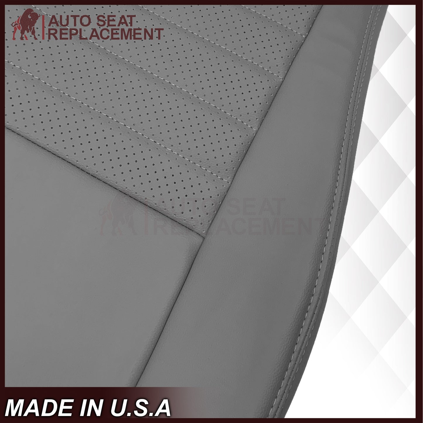 1999-2004 Ford Mustang GT V8 Replacement Cowhide Leather OR Synthetic Leather Seat Cover: Gray, Perforated