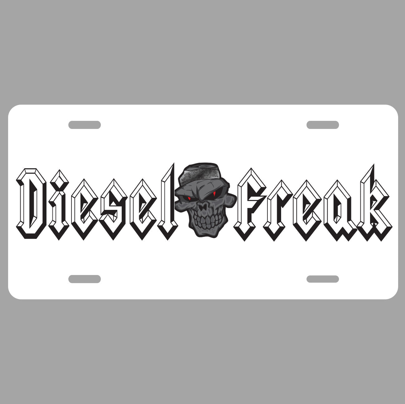 Diesel Freak White Blackout License Plate
