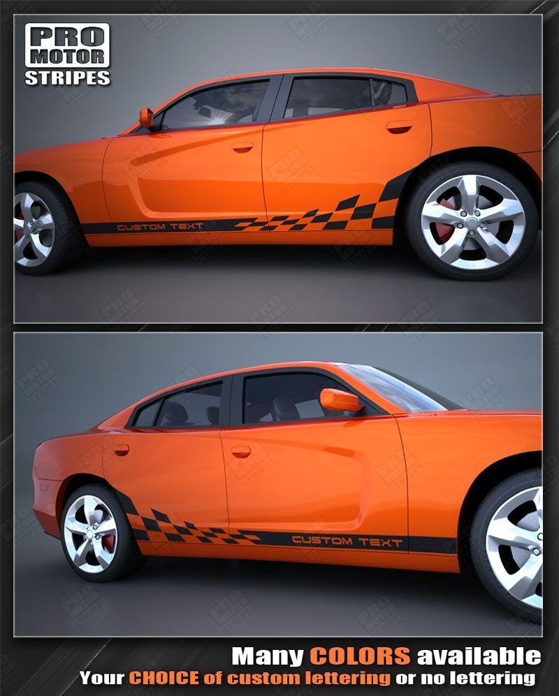 Dodge Charger 2011-2014 Checkered Flag Rocker Panel Side Stripes