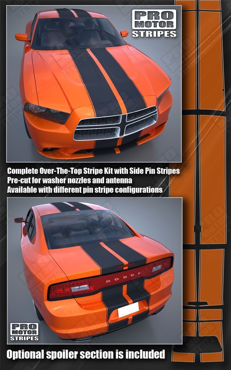 Dodge Charger 2011-2014 Over-The-Top Double Stripes w/ Pinstriping