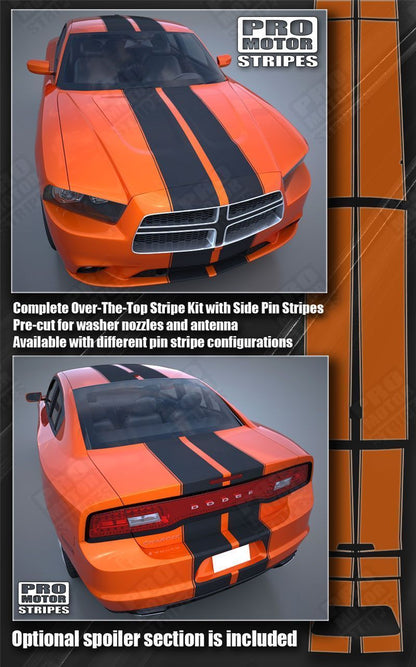 Dodge Charger 2011-2014 Over-The-Top Double Stripes w/ Pinstriping