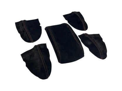 Red Stitch Suede Console Armrest 2x Door Armrest Cover For Subaru Impreza WRX STI 2008-2014