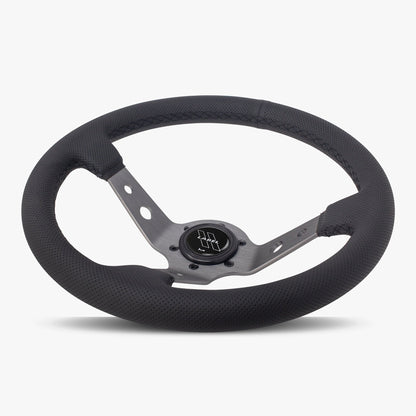 The Daytona | Black Perforated Leather | Graphite Spoke | Black Stitch