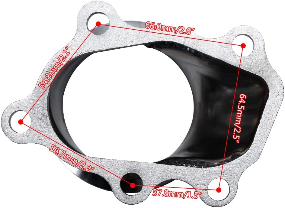 Stainless Steel 2.5"/63mm Vband Clamp Flange Turbo Down Pipe Adapter V-Band Downpipe Connector for T25 T28 GT25 GT28