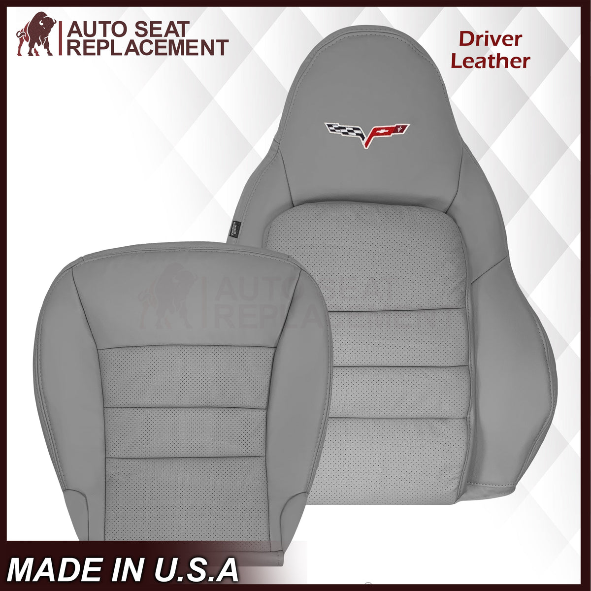 2005-2013 Chevy Corvette Replacement Seat Covers: C6 Gray Perforated