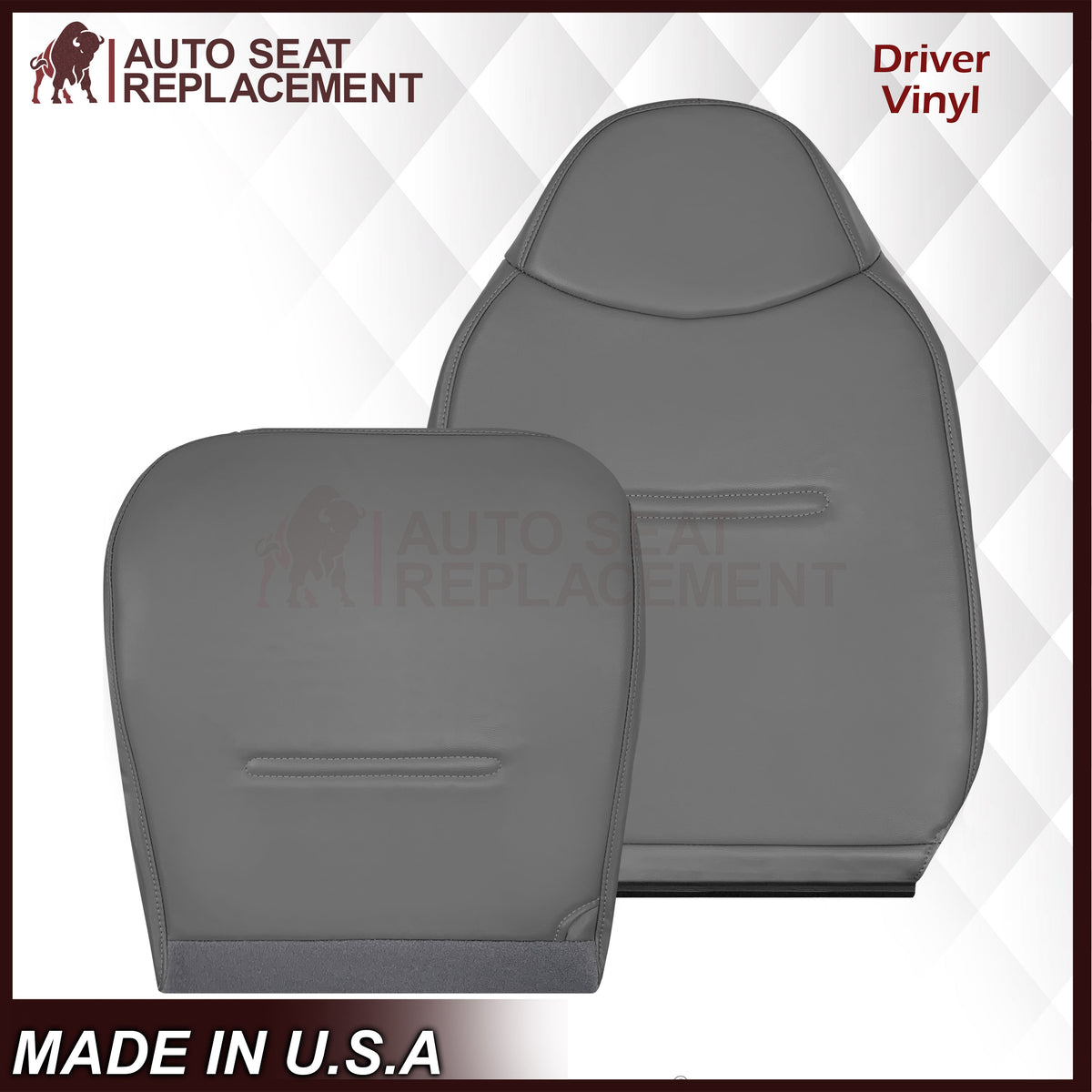 2001 - 2007 Ford F250 F350 F450 F550 Work Truck Super Duty XL Replacement Seat Covers in Gray Vinyl
