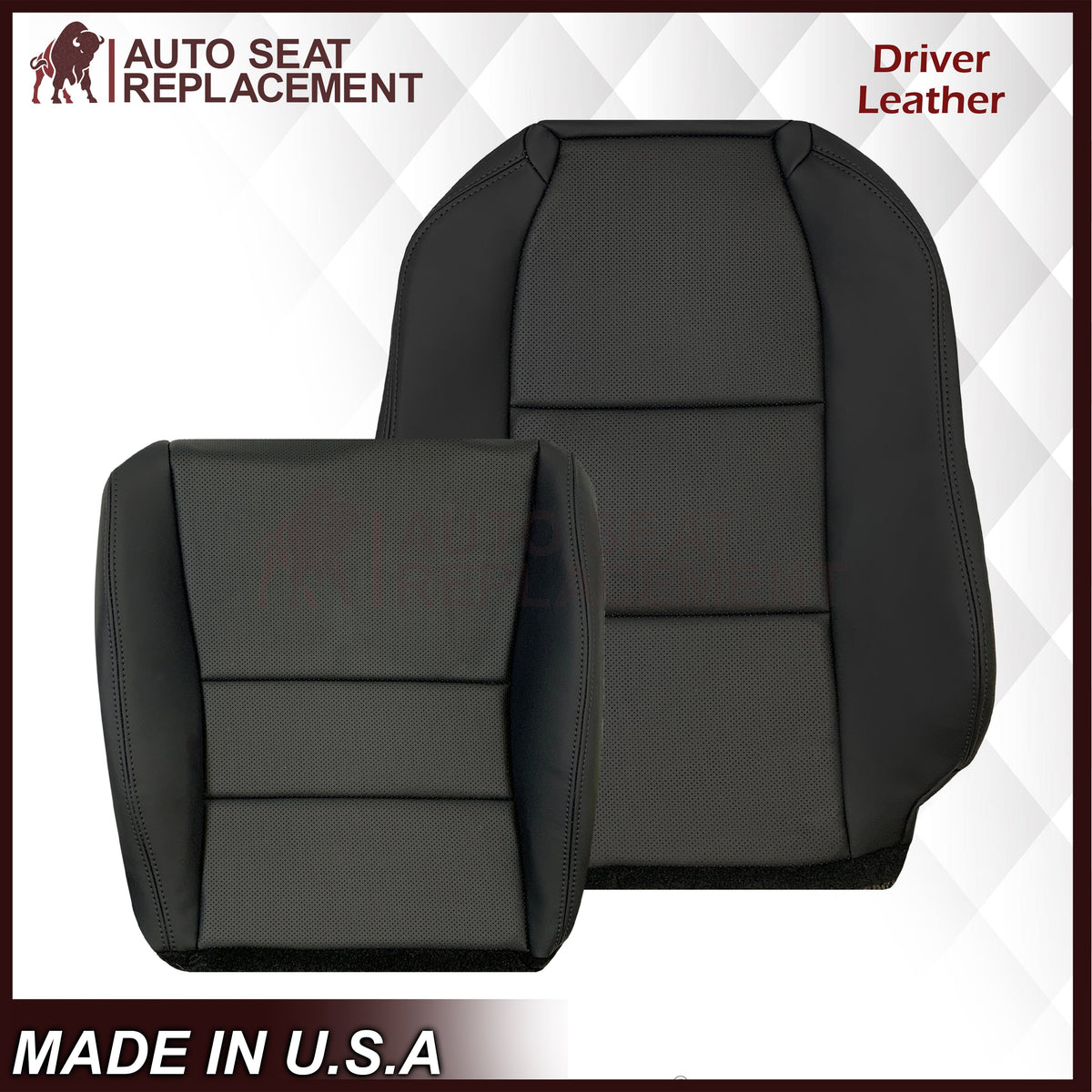 2005 - 2008 Acura TL Driver Or Passenger Replacement Genuine Leather or Synthetic Leather Seat Covers: Perforated Black