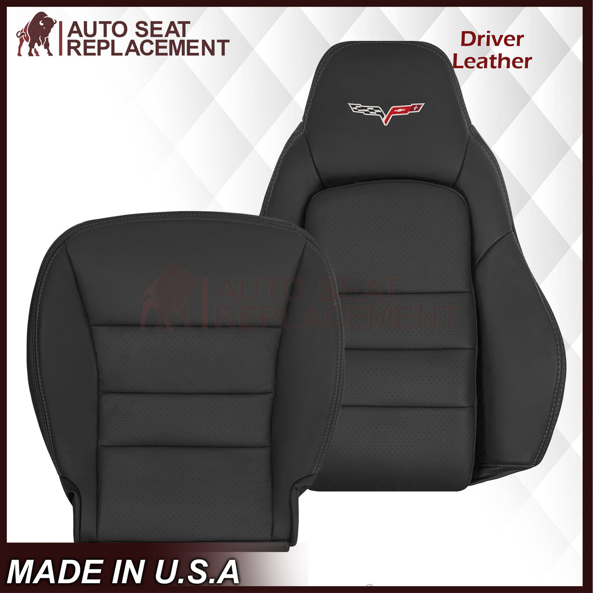 2005 - 2013 Chevy Corvette Replacement Black Perforated Seat Covers
