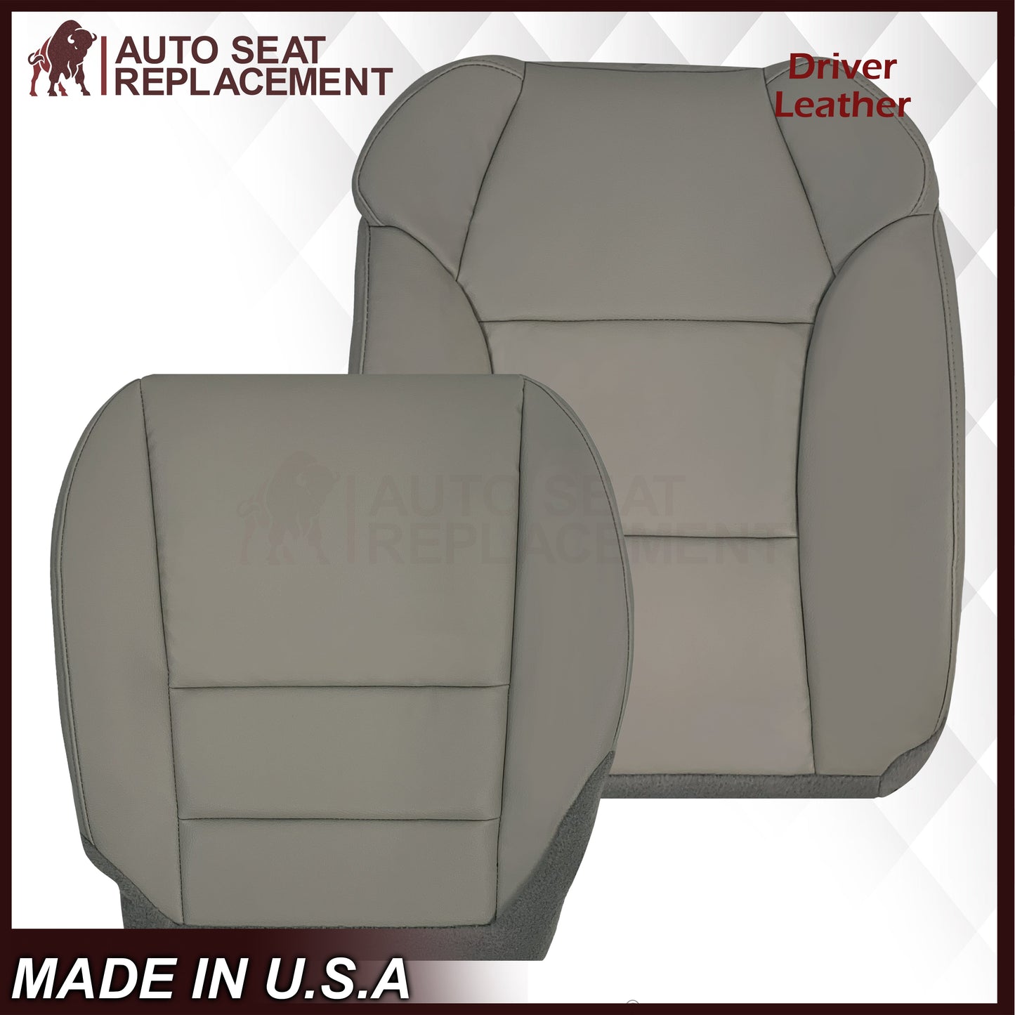 2007 - 2013 Acura MDX Driver Or Passenger Replacement Seat Covers: Non-Perforated Gray