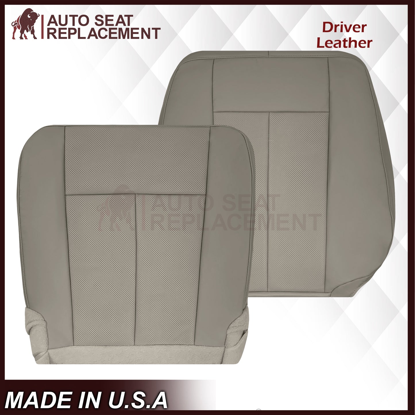 2007-2014 Ford Expedition Eddie Bauer/XLT PERFORATED Leather Replacement Seat Cover in Gray