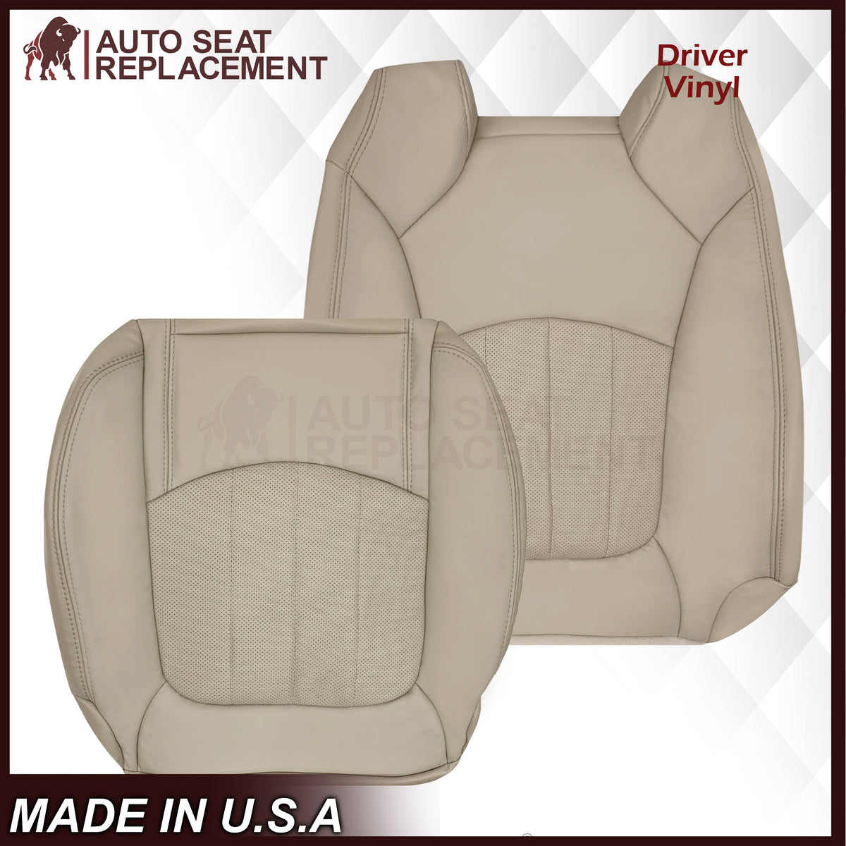 2008-2012 Buick Enclave Perforated Replacement Seat Covers In Tan: Choose Leather or Syn. Leather