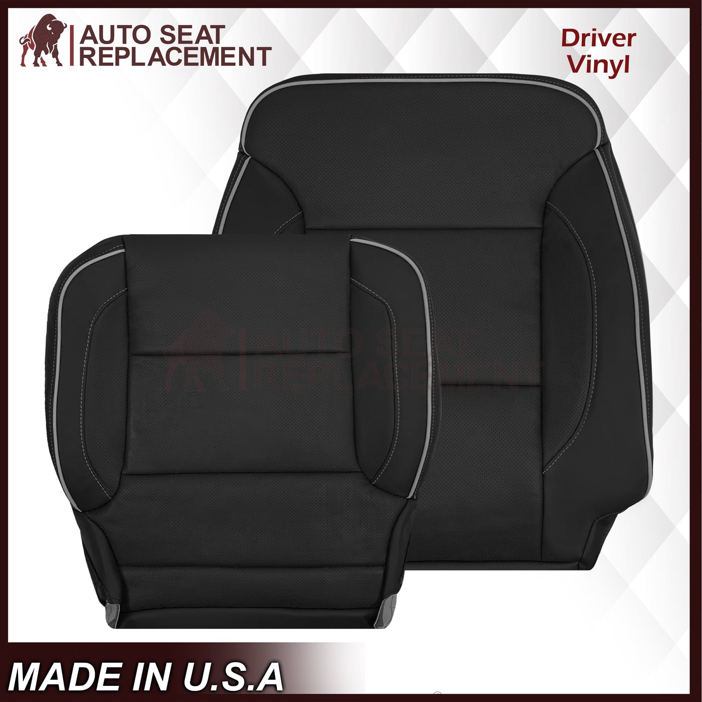 2014-2019 Chevy Silverado 1500 2500HD 3500HD High Country Replacement Perforated Genuine Leather OR Synthetic Leather Seat Covers: Black