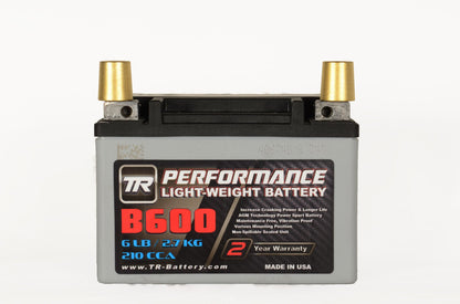 TR-B600 6LBS AGM Lightweight Battery Street Use Race Use Track Use Universal Fit with Battery Tender (Optional)