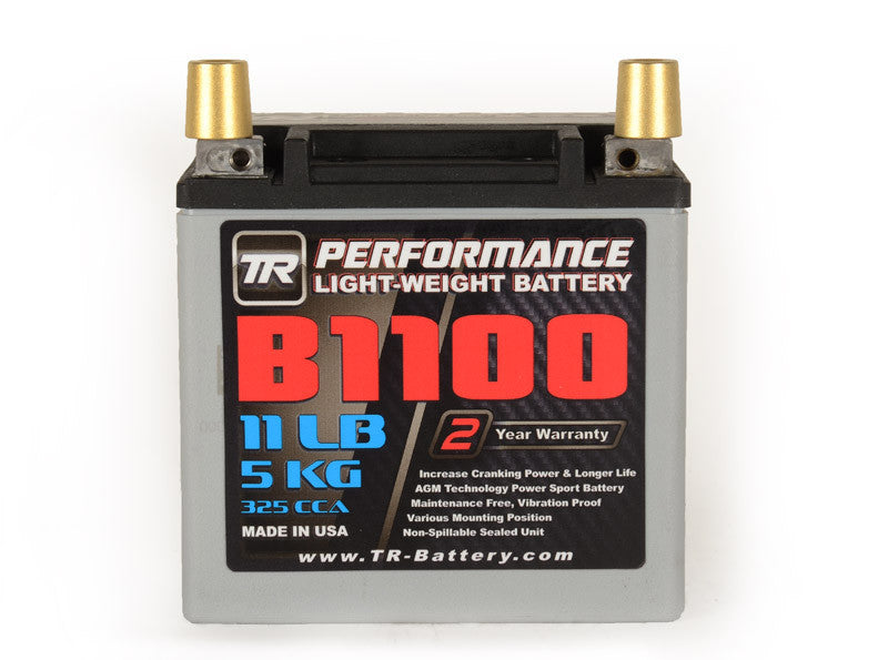 TR-B1100 11LBS AGM Lightweight Battery Street Use, Race Use, Track Use Universal Fit with Battery Tender (Optional)