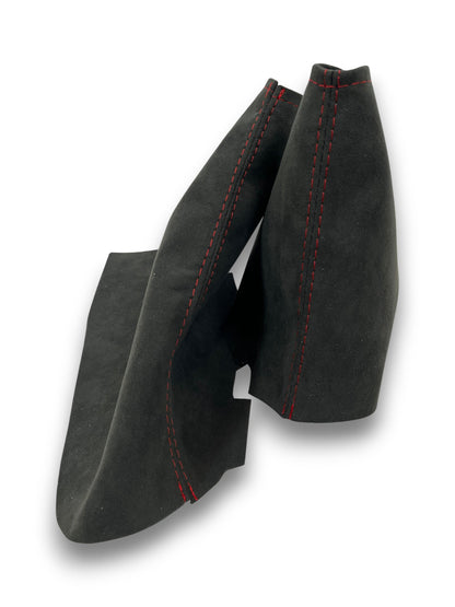 Charcoal Black Alcantara Shift & Handbrake Boot Cover For Corvette C6 2005-2013