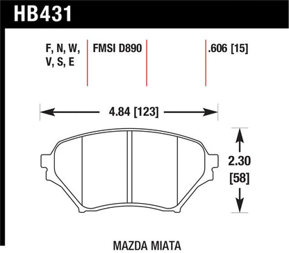 Hawk 01-05 Miata w/ Sport Suspension Blue 9012 Front Brake Pads D890