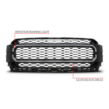 ANZO 21-23 Ford F150 Black Housing Full LED Light Tube Front Grille 901029