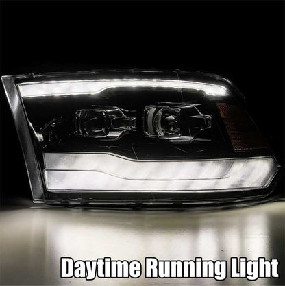 AlphaRex 09-18 Dodge Ram 1500HD PRO-Series Projector Headlights Plank Style Black w/Seq Signal/DRL 880597 *Discontinued
