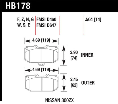 Hawk 2/1989-1996 Nissan 300ZX Base (Excl. Turbo) HPS 5.0 Front Brake Pads
