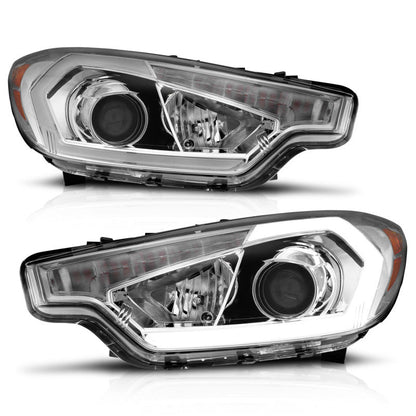ANZO 2014-2016 Kia Forte Projector Headlights w/ Light Bar Chrome Housing 121561