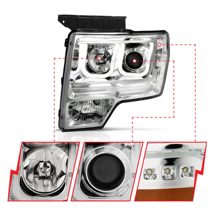Anzo 2009-2014 Ford F-150 Projector Headlights w/ U-Bar Chrome