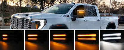 2020-2026+ GMC Chevy Sierra Silverado Smoked Switchback LED Mirror Lights