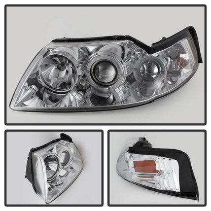 Spyder Ford Mustang 99-04 Projector Headlights LED Halo Chrome High H1 Low H1 PRO-YD-FM99-1PC-AM-C 5010452