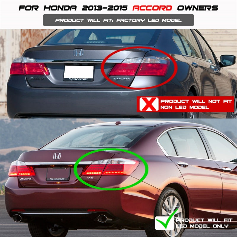 Spyder Honda Accord 2013-2015 4DR LED Tail Lights - Black ALT-YD-HA13LED-LED-BK 5082053