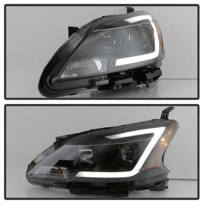 SPYDER xTune 13-15 Nissan Sentra DRL LED Light Bar Proj Halogen Headlights - Blk Smoke (PRO-JH-NS13-LB-BSM) 9042973
