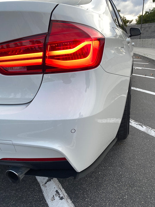 BMW F30 Carbon Fiber Rear Bumper Extensions Splitters Diffuser