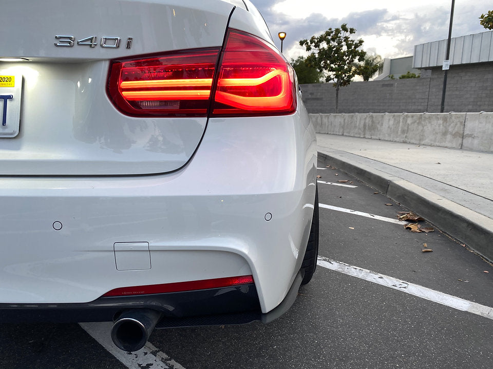 BMW F30 Carbon Fiber Rear Bumper Extensions Splitters Diffuser