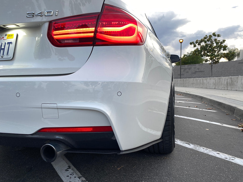 BMW F30 Carbon Fiber Rear Bumper Extensions Splitters Diffuser