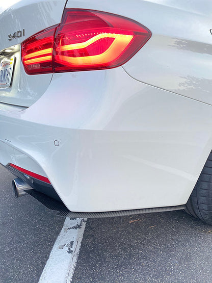 BMW F30 Carbon Fiber Rear Bumper Extensions Splitters Diffuser